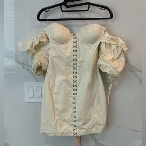 Puff Sleeve Corset Mini Dress - Ivory
